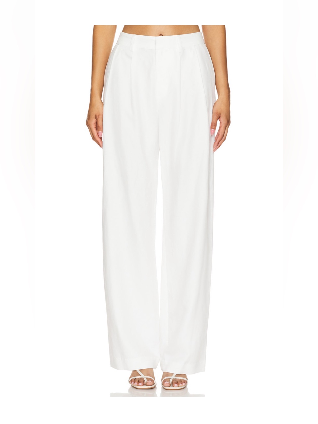 Enza Costa Sartorial White Pleated Front Linen Blend Pants - Size 2 (M/L)